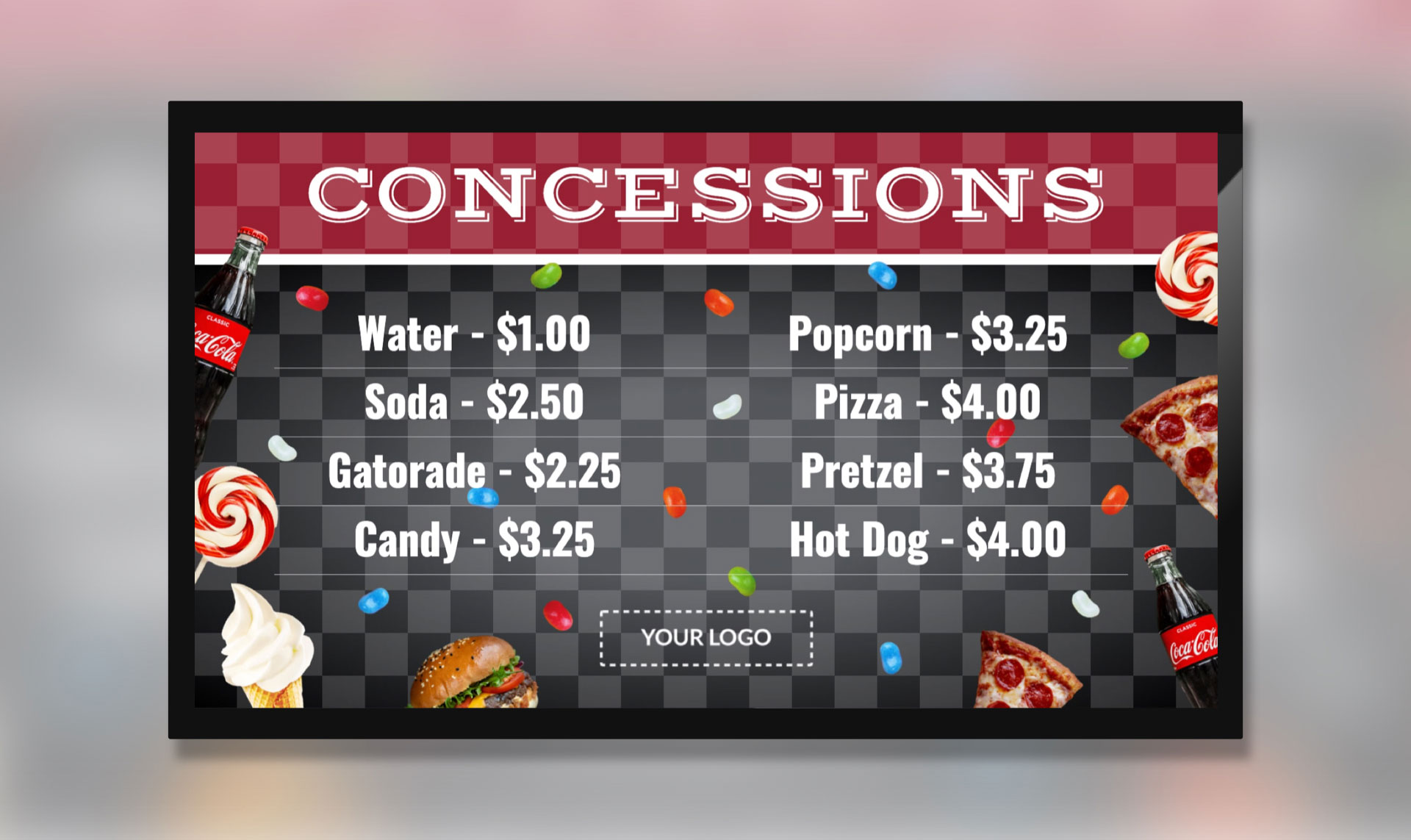 Concession Stand Template for Digital Signage  Claire Hansen With Concession Stand Menu Template